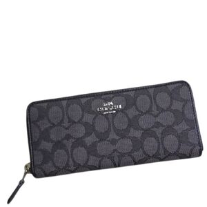 Coach classic black Monogram Large Zip Wallet
